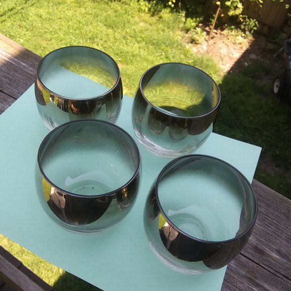 Mid century modern silver fade rolly polly glasses Four glasses set A - Picture 15 of 16